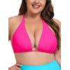 Ocean Blues Women’s Plus Size Triangle Bikini Top Halter Bathing Suit Top(Hot Pink)