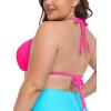 Ocean Blues Women’s Plus Size Triangle Bikini Top Halter Bathing Suit Top(Hot Pink)