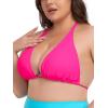 Ocean Blues Women’s Plus Size Triangle Bikini Top Halter Bathing Suit Top(Hot Pink)