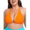Ocean Blues Women’s Plus Size Triangle Bikini Top Halter Bathing Suit Top(Neon Orange)