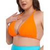 Ocean Blues Women’s Plus Size Triangle Bikini Top Halter Bathing Suit Top(Neon Orange)