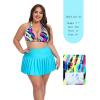 Ocean Blues Women’s Plus Size Triangle Bikini Top Halter Bathing Suit Top(Neon Striped)