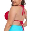 Ocean Blues Women’s Plus Size Triangle Bikini Top Halter Bathing Suit Top(Red)