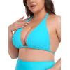 Ocean Blues Women’s Plus Size Triangle Bikini Top Halter Bathing Suit Top(Sky Blue)
