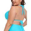 Ocean Blues Women’s Plus Size Triangle Bikini Top Halter Bathing Suit Top(Sky Blue)