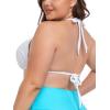 Ocean Blues Women’s Plus Size Triangle Bikini Top Halter Bathing Suit Top(White)