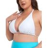 Ocean Blues Women’s Plus Size Triangle Bikini Top Halter Bathing Suit Top(White)