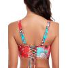 Ocean Blues Women’s Retro Cutout Bikini Tops for Women Lace Up Back Padded Swimsuit Top(Blue Floral)