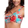 Ocean Blues Women’s Retro Cutout Bikini Tops for Women Lace Up Back Padded Swimsuit Top(Blue Floral)