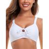 Ocean Blues Women’s Retro Cutout Bikini Tops for Women Lace Up Back Padded Swimsuit Top(White)