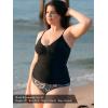 Ocean Blues Women’s Retro Tankini Swimsuit Shirring Tummy Control Tankini Top Only(Black)