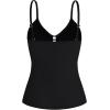 Ocean Blues Women’s Retro Tankini Swimsuit Shirring Tummy Control Tankini Top Only(Black)