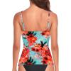 Ocean Blues Women’s Retro Tankini Swimsuit Shirring Tummy Control Tankini Top Only(Blue Floral)