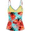 Ocean Blues Women’s Retro Tankini Swimsuit Shirring Tummy Control Tankini Top Only(Blue Floral)