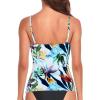 Ocean Blues Women’s Retro Tankini Swimsuit Shirring Tummy Control Tankini Top Only(Leaf Print)