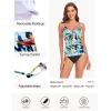 Ocean Blues Women’s Retro Tankini Swimsuit Shirring Tummy Control Tankini Top Only(Leaf Print)