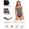 Ocean Blues Women’s Retro Tankini Swimsuit Shirring Tummy Control Tankini Top Only(Leopard)