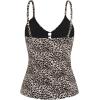 Ocean Blues Women’s Retro Tankini Swimsuit Shirring Tummy Control Tankini Top Only(Leopard)