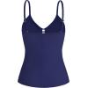 Ocean Blues Women’s Retro Tankini Swimsuit Shirring Tummy Control Tankini Top Only(Navy Blue)