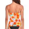 Ocean Blues Women’s Retro Tankini Swimsuit Shirring Tummy Control Tankini Top Only(Orange Coconut Tree)
