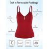 Ocean Blues Women’s Retro Tankini Swimsuit Shirring Tummy Control Tankini Top Only(Red)