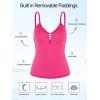Ocean Blues Women’s Retro Tankini Swimsuit Shirring Tummy Control Tankini Top Only(Rose Red)
