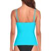 Ocean Blues Women’s Retro Tankini Swimsuit Shirring Tummy Control Tankini Top Only(Sky Blue)