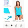 Ocean Blues Women’s Retro Tankini Swimsuit Shirring Tummy Control Tankini Top Only(Sky Blue)