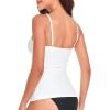 Ocean Blues Women’s Retro Tankini Swimsuit Shirring Tummy Control Tankini Top Only(White)
