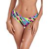 Ocean Blues Women’s Ruched Sides Bikini Bottom Medium Coverage Bikini Bottom(Neon Striped)