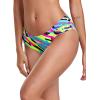 Ocean Blues Women’s Ruched Sides Bikini Bottom Medium Coverage Bikini Bottom(Neon Striped)