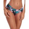 Ocean Blues Women’s Ruched Sides Bikini Bottom Medium Coverage Bikini Bottom(Pink Leaves)