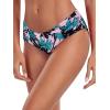 Ocean Blues Women’s Ruched Sides Bikini Bottom Medium Coverage Bikini Bottom(Pink Leaves)