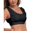 Ocean Blues Women’s Ruffle Bikini Top Supportive Swimsuit(Black)
