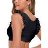 Ocean Blues Women’s Ruffle Bikini Top Supportive Swimsuit(Black)