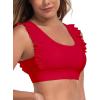 Ocean Blues Women’s Ruffle Bikini Top Supportive Swimsuit(Red)