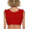 Ocean Blues Women’s Ruffle Bikini Top Supportive Swimsuit(Red)