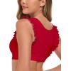 Ocean Blues Women’s Ruffle Bikini Top Supportive Swimsuit(Red)