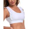 Ocean Blues Women’s Ruffle Bikini Top Supportive Swimsuit(White)
