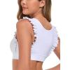 Ocean Blues Women’s Ruffle Bikini Top Supportive Swimsuit(White)