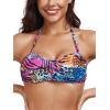 Ocean Blues Women’s Strapless Swimsuits for Women Bandeau Bikini Top Tie Back Halter Bathing Suit Top(Animal Print)
