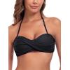 Ocean Blues Women’s Strapless Swimsuits for Women Bandeau Bikini Top Tie Back Halter Bathing Suit Top(Black – 1)