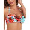 Ocean Blues Women’s Strapless Swimsuits for Women Bandeau Bikini Top Tie Back Halter Bathing Suit Top(Blue Floral)