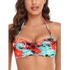 Ocean Blues Women’s Strapless Swimsuits for Women Bandeau Bikini Top Tie Back Halter Bathing Suit Top(Blue Floral)