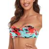 Ocean Blues Women’s Strapless Swimsuits for Women Bandeau Bikini Top Tie Back Halter Bathing Suit Top(Blue Floral)