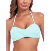 Ocean Blues Women’s Strapless Swimsuits for Women Bandeau Bikini Top Tie Back Halter Bathing Suit Top(Eggshell Blue)