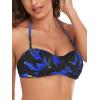 Ocean Blues Women’s Strapless Swimsuits for Women Bandeau Bikini Top Tie Back Halter Bathing Suit Top(Feather Print)