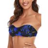 Ocean Blues Women’s Strapless Swimsuits for Women Bandeau Bikini Top Tie Back Halter Bathing Suit Top(Feather Print)