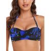 Ocean Blues Women’s Strapless Swimsuits for Women Bandeau Bikini Top Tie Back Halter Bathing Suit Top(Feather Print)
