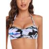 Ocean Blues Women’s Strapless Swimsuits for Women Bandeau Bikini Top Tie Back Halter Bathing Suit Top(Floral)